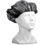 Matthews Polypropylene Bouffant Hats - Black 610mm Wide 12gsm - For Larger Hair Styles - 50 Hats / Pack - 600 Hats / Box - 1 Box