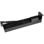 Dynamix RPR-IEC-16A20H 20 Outlet Horizontal Power  Rail  (16x 10A IEC C13 & 4x 16A IEC C19). with 6KAC-CurveCircuit Breaker. Integrated 2m power cord (16A IEC C20) 2RU. Colour Black.