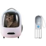 Petkit EVERTRAVEL Pet Backpack(Pink) for Cats and Puppies with 400ml Pet Drinking Water Bottle Comfort with Padded Strap for Travel, Hiking, Walking & Outdoor, Lightweight and Spacious