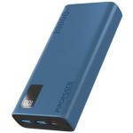 Promate BOLT-20PROBL 20000mAh Power Bank - Blue Smart LED Display & Super Slim Design - Includes 2x USB-A & 1x USB-C Ports - 2A (Shared) Charging - Auto Voltage Regulation - Charge 3x Devices