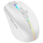 Promate KITT.WHT Ergonomic Wireless Optical Mouse - White LED Rainbow Lights - 500mAh Rechargable Battery - 10mRange - Plug & Play - Supports 800/1200/1600 DPI High Precision - Amidextrous Design