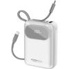 Promate 20000mAh 35W Ultra Compact SuperSpeed Power Bank - White Built-in USB-C & Lightning Cables - 35W PD - USB-C In / Out - LED Battery Display - Automatic Voltage Regulation