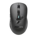 Promate Rechargeable Wireless Mouse with BT & RF Connectivity - Black 800/1200/1600Dpi - Built-in 500mAh Battery - Range Up to 10m - 50cm Charging Cable - USB-C Port - 6x Fully Fuctional Buttons