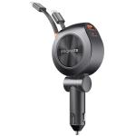 Promate DRIVEGEAR-R2 88W Multi-Port In Car Phone Charger - Black Dual Rectractable USB-C & Lightning Cables - 80cm - 20W USB-C Port - 18W QC3.0 Port - 30W USB-C Cable - 20W Lightning Cable