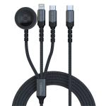 Promate ICHARGE-TRIO.BLK 60W PD - 480Mbps USB-C Multi-Connector Cable - 1.5m - Black USB-C / Lightning Connectors - Apple Watch Charging Pad - 27W PD Lightning - 2.5W Apple Watch - Data & Charge