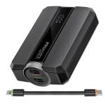 Promate Neo-10Uni 10000mAh 30W PD Ultra-Fast Power Bank with USB-C & Lightning Ports - Black Lightweight & Portable - Includes Bidirectional Cable