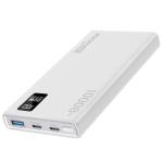 Promate BOLT-10PD.WHT  10000mAh Super Slim Smart Charging Power Bank with 20W Dual USB-C & 1x 22.5W USB-A QC 3.0 Port. LCD Battery Display, Compatible with All Smart Phones & Tablets. Automatic Voltage Regulation. White