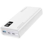 Promate BOLT-20PD.WHT 20000mAh Super Slim Smart Charging Power Bank - White 20W Dual USB-C & 1x 22.5W USB-A QC 3.0 Port - LCD Battery Display - Compatible with All Smart Phones & Tablets - Automatic Voltage Regulation