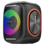 Promate STRIKE-40 40W Portable BT Speaker with Dynamic RBG Lights - Up to 6 Hours Playback, AUX, USB, Inputs, IPX5, TWS, Battery Capacity 6000mAh, 4-6 Hours Playing Time, Includes 1m Charging Cable - Black