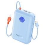 Promate POWERPOD-30.BL  30000mAh Ultra Compact 35W SuperSpeed Power Bank with Built-in USB-C &Lightning Cables. 35W PD, USB-C In/Out. LED Battery Display. Automatic Voltage Regulation. Blue