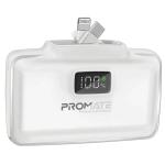 Promate POWERUP-10DUO.WT  10000mAh Ultra-Compact Fast Charging Power Bank with In-Built DualFoldingUSB-C & Lightning Connectors. Supports 20W PD, USB-C In/Out, Smart LED Battery Indicator. White