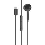 Promate MONOPOD-C-BLK  Mono In-Ear Wired Earphonewith USB-C Connector. In-Line Microphone & Volume Controls. Ergonomic Design, Compatible with ALL USB-C Mobiles & Tablets. Black