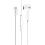 Promate MONOPOD-C-WHT  Mono In-Ear Wired Earphonewith USB-C Connector. In-Line Microphone & Volume Controls. Ergonomic Design, Compatible with ALL USB-C Mobiles & Tablets. White