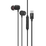 Promate SILKEN-ENC  In-Ear Ergonomic USB-CWired ENC Stereo Earphones. In-line Microphone & Volume Controls, Compatible with ALL USB-C Mobiles & Tablets. Black