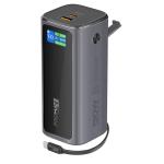 Promate TITAN-130RC 20000mAh 130W Aluminium Power Bank Rectractable USB-C Cable & LCD Screen - Supports 100W PD - 30W QC 3.0 Port - Built-in Phone Stand