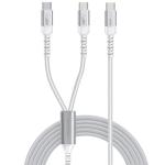 Promate POWERLINK-3C-WHT 1.4M 140W PD USB-C to Dual USB-C Charging Cable - White