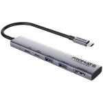 Promate 5-in-1 Multi-Port 100W PD Compact Hub with USB-C Connector Includes 2x USB-A 10Gbps Ports & 2x USB-C 10Gbps Ports - 1x HDMI Port - Compatible with Win & Mac OS & OTG Devices