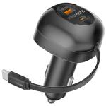 Promate POWERDRIVE-RC65 62W PD In-Car Phone Charger with Retractable 80cm USB-C Cable 45W PD USB-C Connector - 36W PD USB-C Port - 18W USB-A QC 3.0 Port