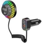 Promate SMARTUNE-EXT RGB FM Transmitter with Handsfree & 30W PD & QC3.0 Ports Includes 1.5m Extenstion Cord, Sound Activated RGB Lights, 48W Total Output, FM Range 87.5-108 Mhz, Operating Distance 10m.