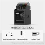 Bambu Lab P1S AMS 2 Pro Multi-Colors Combo Pack Fully Enclosed 3D Printer with Filament Buffer Up to 500mm/S - Build Size 256 x 256 x 256mm - Multi-Colours / Materials Capability - Up to 16-color printing with AMS