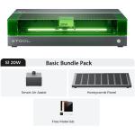 xTOOL S1 20W Laser Engraver & Cutter Basic Bundle Pack - Black Enclosed Diode Laser Cutter With Material Pack - Honeycomb - Air Assist Pump Set