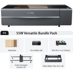 xTOOL Laser Engraver & Cutter P2 55W Desktop CO2 Grey, ClassIV Versatile Bundle Pack Including FireSafety Set, Riser Base, Automatic Conveyor Feeder Basic (39''), RA2 Pro, FREE Materials (While Stock Last)