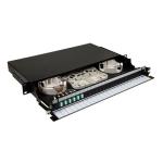Dynamix FPP24SF-L112QO4  19  1U Fibre Tray 12C LC MM FULLY LOADED w 12x LC Elite OM4 Pigtails 6x LCDuplex Aqua Couplers Splice Cassette, Cable management Sliding Tray with front face Protection labelling Kit