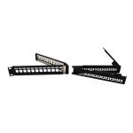 Dynamix PP-UKANG-24  24 Port Angled Unloaded     Keystone Foldable Panel. 1RU, 19"  FTP with Cable Support Bar