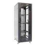 Dynamix RSR27-6X8 27RU Server Cabinet 800mm Deep (600x800x1388mm) Includes 1x Fixed Shelf, 4x Fans, 25x Cage Nuts, 4x Castors & 4x Level Feet. Black Gloss Colour, Tinted Glass Door, Removeable Sides, Bottom Wire Path