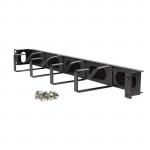 Dynamix PP-CMRES01 1RU 19 40mm Recessed Brush Cable Management Bar. Dimensions 44x88x485mm, supplied with Cage Nuts.