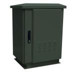 Dynamix ROD24-8X8FG 24RU Outdoor Freestanding   Cabinet. (800 x 800 x 24U) IP45 rated. Angledpivoting rain hood. Double 25mm heating protection. Includes 10x cage nuts. Forest Green Colour