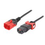 IEC-Lock CM1KK100 10A C14 IEC-Lock plug to 10A C13 IEC-Lock socket on 1m 1mm2 Black lead