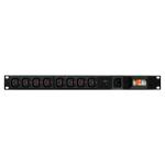 RackPower PK081-A1C04 Power Strip: 8 x 10A C13 IEC Lock outlets, 19" 1U, 10A 6kA C curve CB, no lead, 10A C14 IEC inlet
