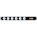 RackPower PN061-A1C31 Power Strip: 6 x 10A 3pin outlets, 19" 1U, 10A 6kA C curve CB, 3m 1mm2 front entry lead, 10A 3pin Plug