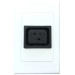 RackPower PI012-WP 16A C19 IEC outlet on White flush/wall plate