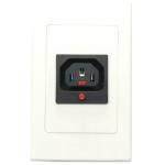 RackPower PK011-WP 10A C13 IEC Lock outlet on White Flush/Wall plate