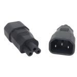 RackPower KNCLA08-01 Adapter: 10A C14 IEC plug to C5 IEC "Clover" socket