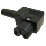 RackPower KNCS19-05 10A C15 IEC Left Hand angled High Temp 120 deg C socket, Black