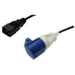 RackPower CF2CE050 16A C20 IEC moulded plug to 16A CEE  IP44 3pin socket on 0.5m 1.5mm2 black lead