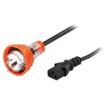RackPower CF2FC300-21 15A 56 Series fitted plug to 10A C13 moulded socket on 3m 1.5mm2 black lead