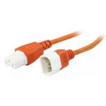RackPower CM1CH150N 10A C14 IEC plug to 10A C15 IEC 120 degree high temperature socket on 1.5m 1mm2 Orange rubber lead