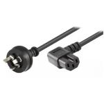 RackPower CM1NH100-SL 10A 3 pin plug to 10A C15 IEC High Temp 120deg left-angled socket on 1m 1mm2 Black rubber lead