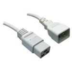RackPower CM2CC400W 16A C20 IEC plug to 16A C19 socket on 4m 1.5mm2 White lead