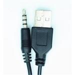 3.5mm to USB Cable - 1m - Black Male AUX - USB 2.0 - PC / MP3 / DVD - OEM Package