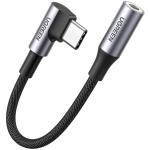 UGREEN Aluminum Right Angle USB-C Male To 3.5mm Female Aux Audio Jack Adapter Cable, Ideally for Better Phone Gaming experience