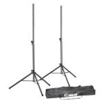 Adam Hall SPS023SET Speaker Stand Set - 2 Speaker Stands with Bag Set Composed of Two Black Aluminium Speaker Stands (SPS023) & One Transport Bag