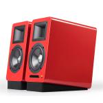 Airpulse by Edifier A100 Premium HiFi 100W Active Powered Bookshelf Speaker System - Gloss Red Horn-loaded Ribbon Tweeters + 5" Aluminium Mid-Woofers - 52Hz-40kHz - RCA + USB + Optical + Bluetooth inputs - Subwoofer output - Hi-Res Audio Ce