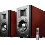 Airpulse by Edifier A300 Premium HiFi 160W Active Powered Bookshelf Speaker System - Cherry Wood Horn-Loaded Ribbon Tweeters + 6.5" Aluminium Woofers - 40Hz-40kHz - RCA + USB + Optical + Balanced XLR + Coax + Bluetooth inputs - Hi-Res Audio