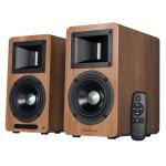 Airpulse by Edifier A80 Premium HiFi 100W Active Powered Bookshelf Speaker System - Walnut Horn-loaded Ribbon Tweeters + 4.5" Aluminium Mid-Woofers - 52Hz-40kHz - RCA + USB + Optical + Bluetooth inputs - Subwoofer output - Hi-Res Audio Cert
