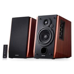 Edifier R1700BT 66W Powered Bookshelf Speaker System with Bluetooth 5.1 - Brown 2x RCA Inputs - Wireless Remote Included